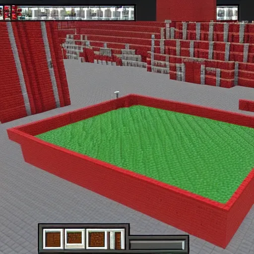 Image similar to red square in moscow in minecraft game