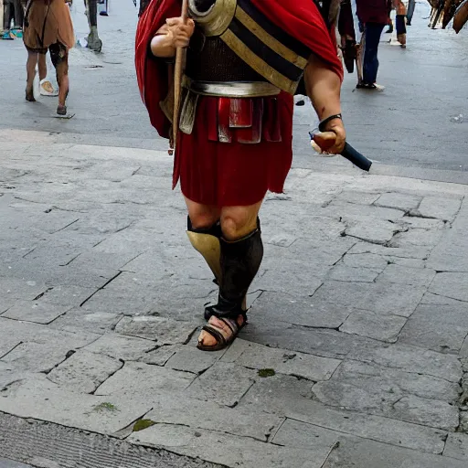 Image similar to a roman legionnaire stranding through madrid