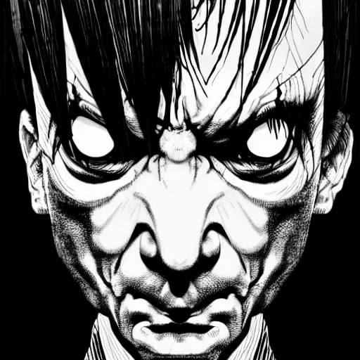 Image similar to Mr Bean looking sinister, by Tsutomu Nihei, highly detailed