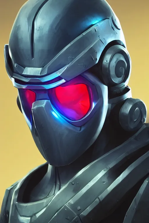 Image similar to epic mask helmet robot ninja portrait stylized as fornite style game design fanart by concept artist gervasio canda, behance hd by jesper ejsing, by rhads, makoto shinkai and lois van baarle, ilya kuvshinov, rossdraws global illumination radiating a glowing aura global illumination ray tracing hdr render in unreal engine 5