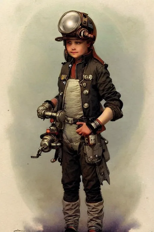 Image similar to ( ( ( ( ( 2 0 5 0 s retro future 1 0 year boy old super scientest in space pirate mechanics costume full portrait. muted colors. ) ) ) ) ) by jean - baptiste monge!!!!!!!!!!!!!!!!!!!!!!!!!!!!!!