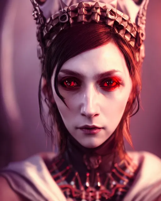 Image similar to headshot portrait of the demonic priestess, cgsociety, detailed, unreal engine, textured, cinematic, character design