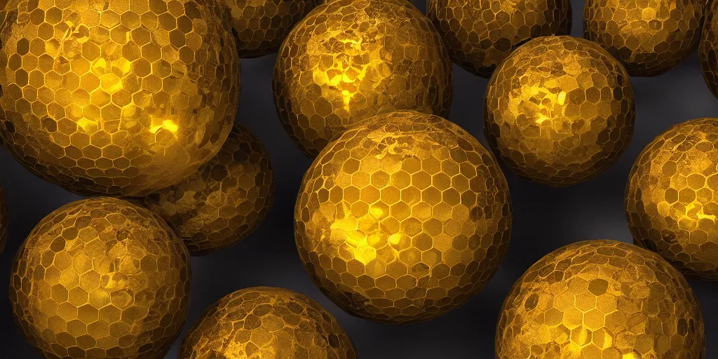 Prompt: honeycomb asymmetric melted big spheres on white background, 8k resolution, best color graded, vray beautiful, subsurface scatter, hyper-realistic render, octane render