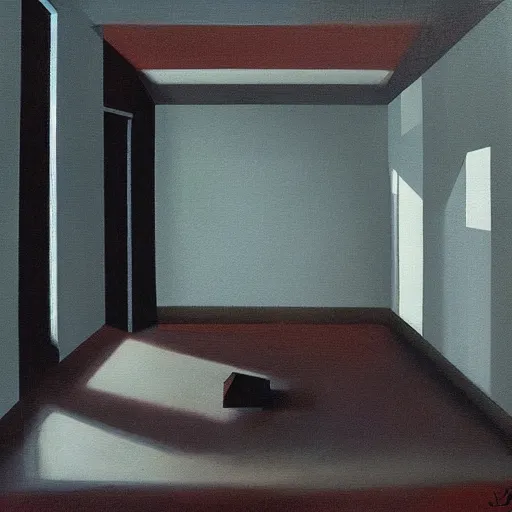 Image similar to an object in an empty room by ivan seal, painting, surreal