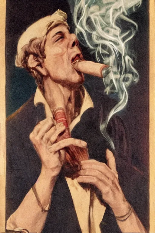 Image similar to a popular. tiktok of god smoking a cuban cigar