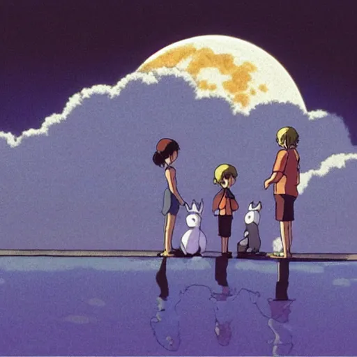 Image similar to looking at the moon, Studio Ghibli