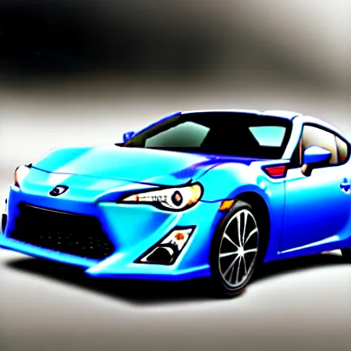 Prompt: “ low bit square count pixel art, 2 0 1 6 scion fr - s in oceanic blue, full car, solid white background ”