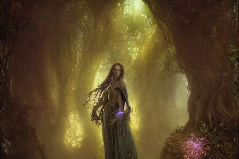 Prompt: portrait of a dryad by brian froud and jessica rossier dark mysterious