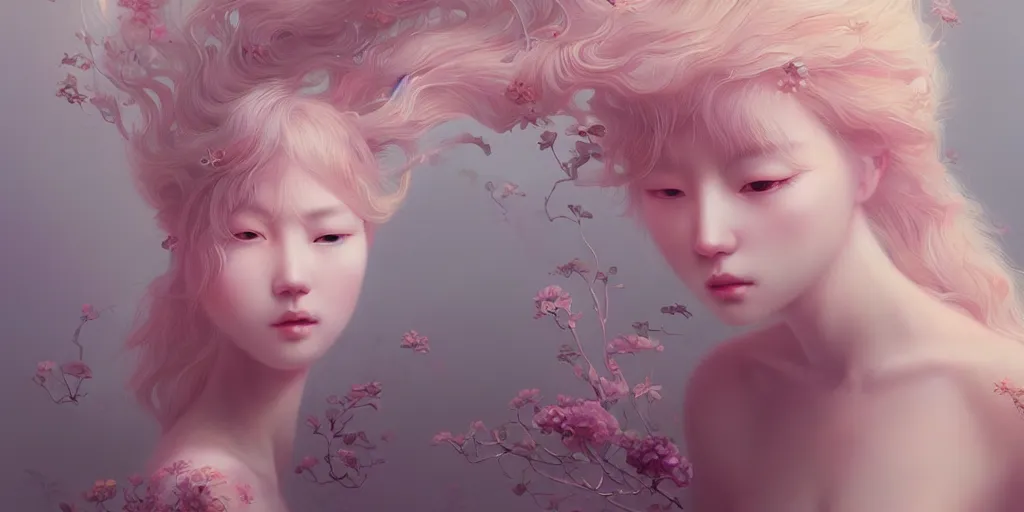 Image similar to breathtaking delicate detailed concept art painting creature, by hsiao - ron cheng, bizarre compositions, exquisite detail, pastel colors, ornate background, 8 k