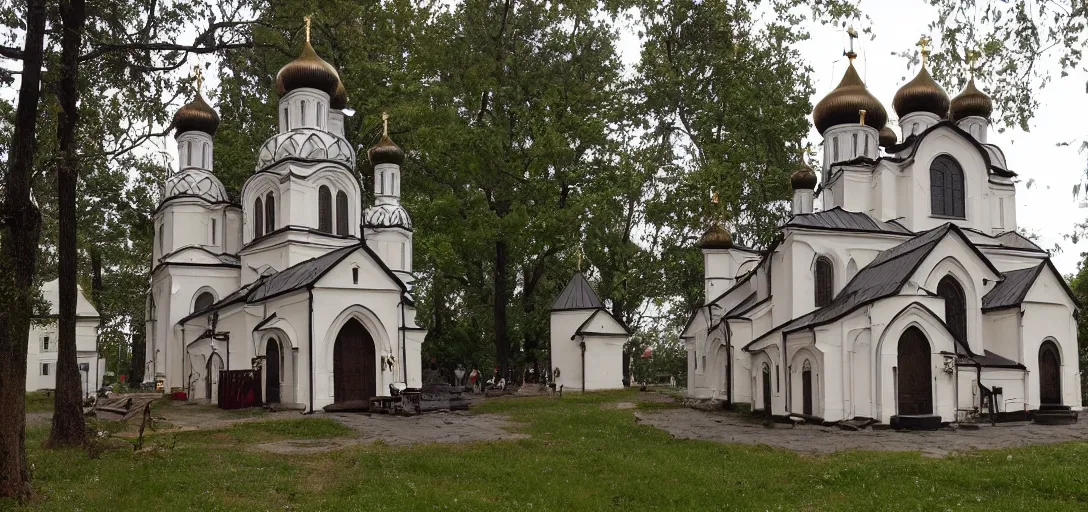 Prompt: tiny home that looks like st volodymyr's cathedral.