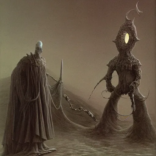 Image similar to squidward as a dark souls boss by zdzisław beksiński