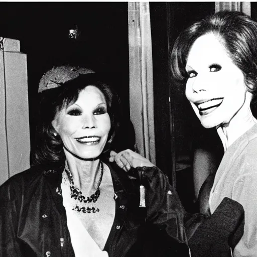 Prompt: a photo of 2 pac meeting mary tyler moore. they have a lot in common.