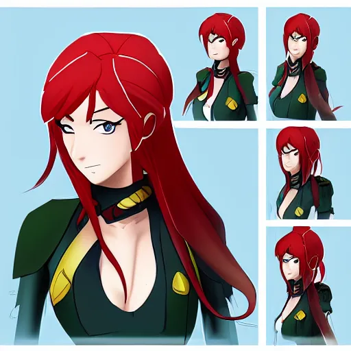 Image similar to A portrait of Pyrrha Nikos from RWBY, anime, artstation, Pixyv, Danbooru, Gelbooru, detailed, masterpiece