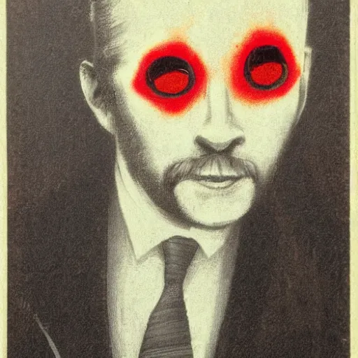 Image similar to a man with red glowing eyes