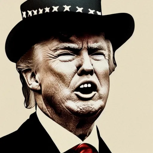 Image similar to an 1 8 0 0 s photo of donald trump playing the role of clint eastwood, squinting at high noon, in the style of a clint eastwood movie, the good, the bad and the ugly, clint eastwood, vibe, donald trump, glory days, mount rushmore, justice, american flag, independence, patriotism, apple pie, black and white, artgerm