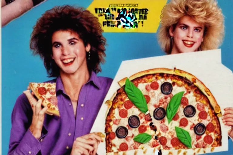 Prompt: 80s, lbgtq, pizza, advertisement