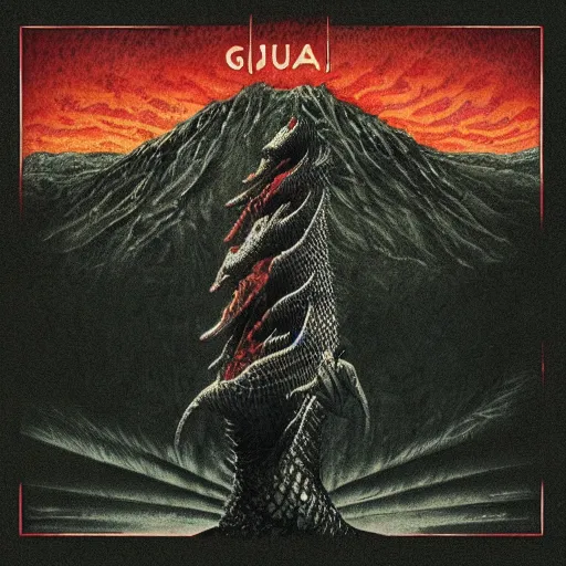 Prompt: gojira album cover, high detail
