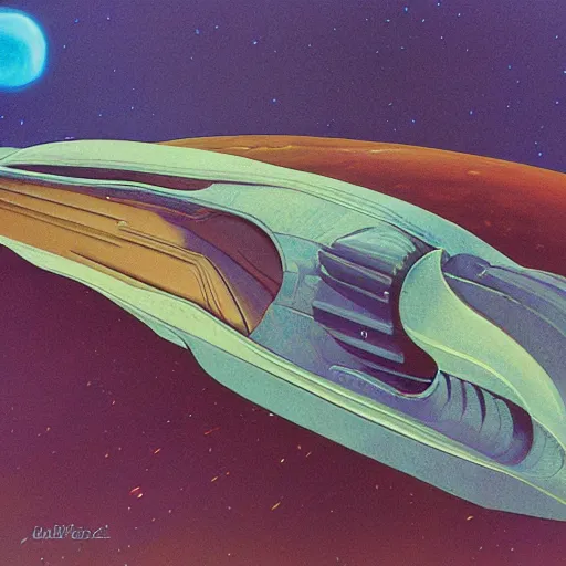 Prompt: detailed painting of dune movie spaceship, cinestill 5 0 d, 2 0 0 mm, jean giraud