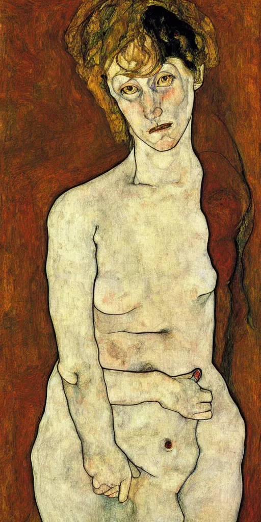 Prompt: painting of a girl by Egon Schiele