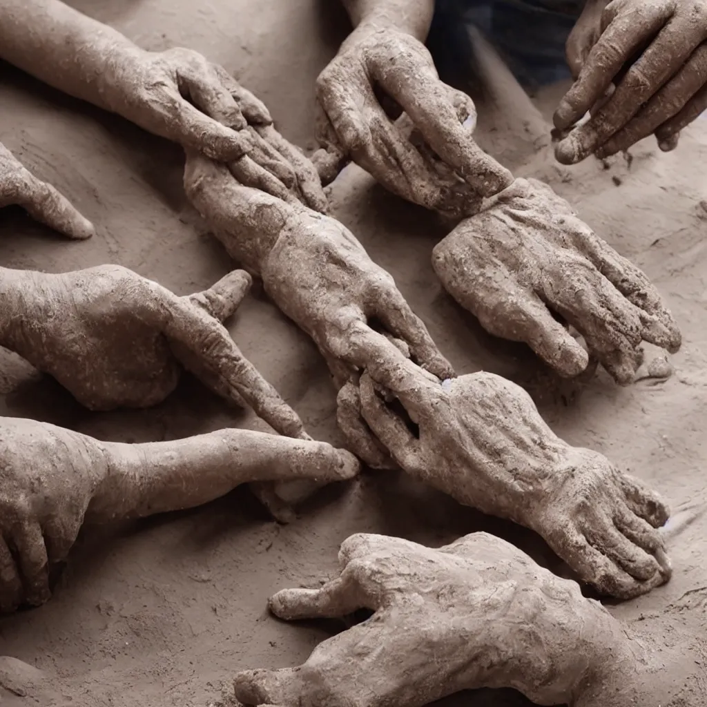 Prompt: hands molding clay