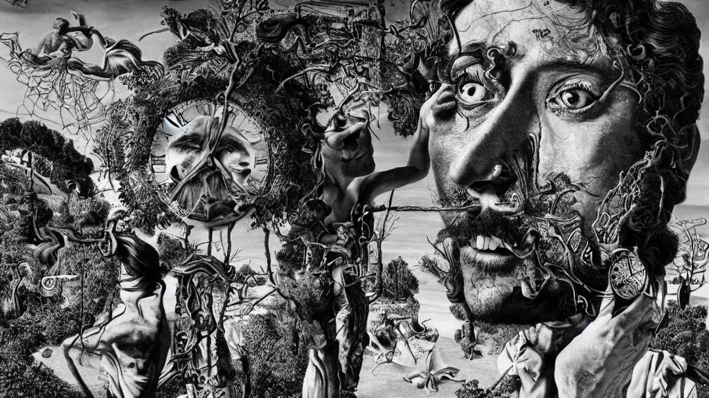 Image similar to the newest masterpiece of salvador dali and dan hillier, it is called ; time doesn't exist