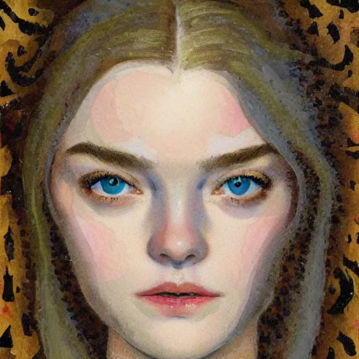 Prompt: professional painting of Elle Fanning in Dark Souls in the style of Henri-Edmond Cross, head and shoulders portrait, symmetrical facial features, smooth, sharp focus, illustration, intricate, stormy weather, extremely detailed masterpiece,