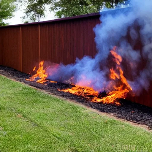 Prompt: hardwood fence on fire