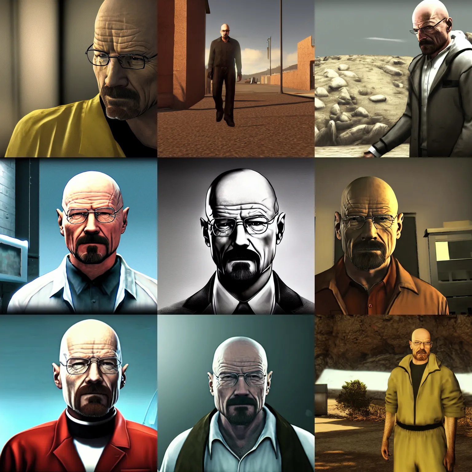 Prompt: Screenshot of Walter White in the Hitman video game