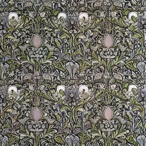 Prompt: a beautiful cow pattern by william morris, ornate, extremely detailed, photorealistic, 8 k