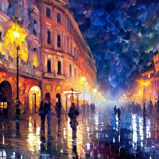 Image similar to vienna at night by craig mallism, leonid afremov, artgerm, jeremy lipkin and michael garmash, unreal engine,