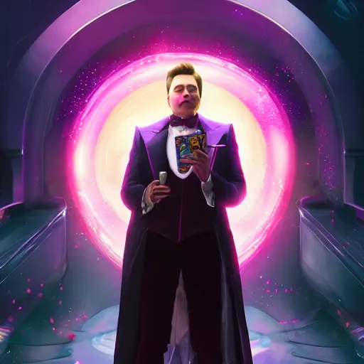 Prompt: portrait of elon musk willy wonka as a spellcaster, league of legends amazing splashscreen artwork, splash art, natural light, elegant, photorealistic facial features, intricate, fantasy, detailed face, atmospheric lighting, anamorphic lens flare, cinematic lighting, league of legends splash art, hd wallpaper, ultra high details by greg rutkowski