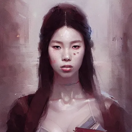 Image similar to lee jin - eun by greg rutkowski, rule of thirds, seductive look, beautiful