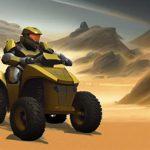 Prompt: concept picture of a atv vehicle designed for an upcoming halo game - n 3