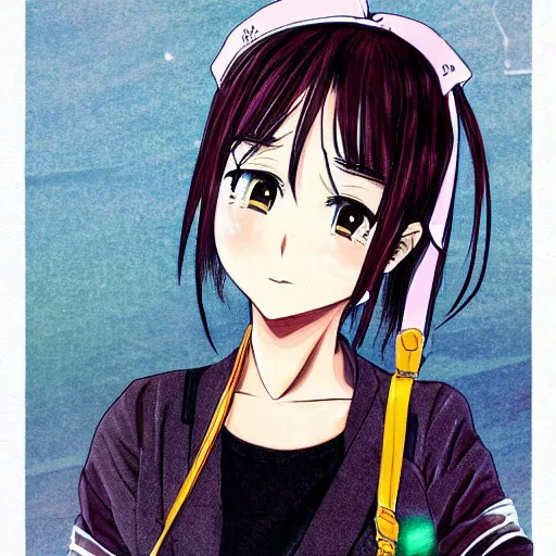 Image similar to it's an anime style portrait of megumi noda. she's kawaii, and virtually drawn in manga / anime style.