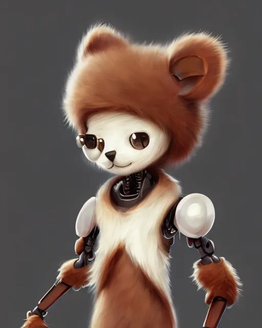 Image similar to character concept art of a cute young male anthropomorphic furry robot | | cute - fine - face, pretty face, key visual, realistic shaded perfect face, fine details by stanley artgerm lau, wlop, rossdraws, james jean, andrei riabovitchev, marc simonetti, and sakimichan, trending on artstation