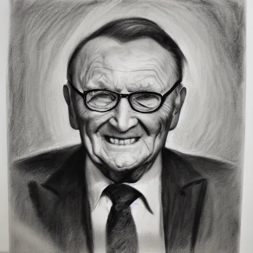 Image similar to Ingvar Kamprad, charcoal portrait