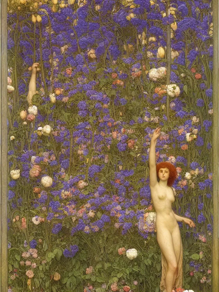 Prompt: the grand temple of flowers, by elihu vedder and thomas seddon, pre raphaelite, art nouveau, fantasy architecture, flowers