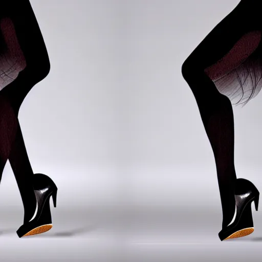 Image similar to a detailed full height photo of a black cat dancing in high heels