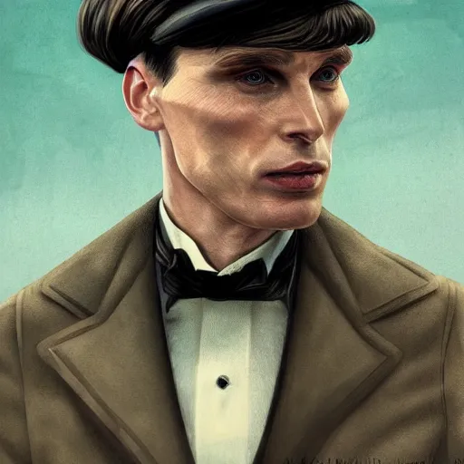 Image similar to a portrait of cillian murphy as tommy shelby, atlantis background, highly detailed, realistic face, digital art, epic, fantasy, in the style of Benjamin Bader, sharp, artstation