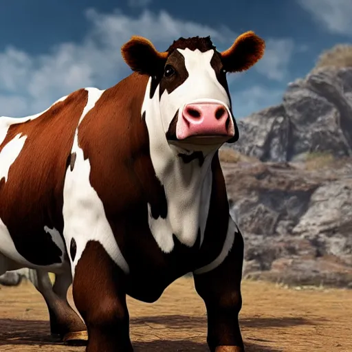 Image similar to a cow, as a character in tekken