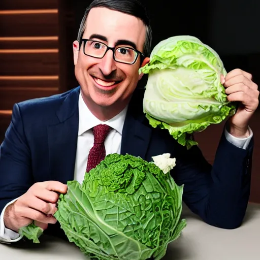 Image similar to john oliver marries a cabbage