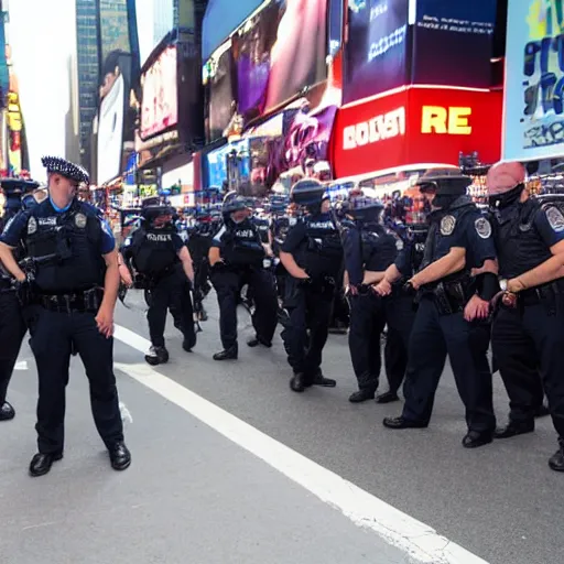 Image similar to police officers arresting each other in Time Square