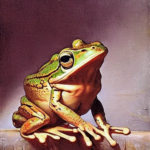 Prompt: The best painting of a frog of all time, by Rembrandt