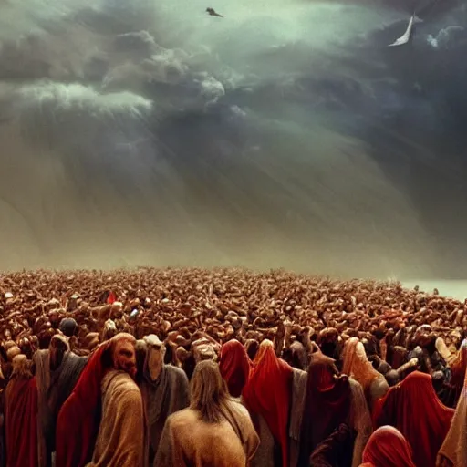 Prompt: epic photo of moses parting the red sea, amazing quality, cinematic, 8 k 1 0 2 4 x 1 0 2 4