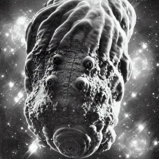 Prompt: the alien transcendent cosmic tardigrade that awaits you at the end of all of space and time, by ansel adams