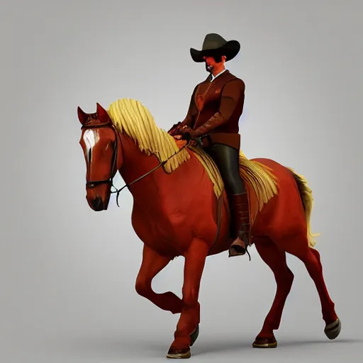 Image similar to christin hendricks as horseman characters, 3 d render, blender,