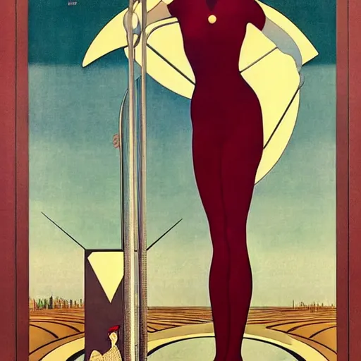 Image similar to art by coles phillips, a tall chrome - skinned goddess walks the earth, reflective skin, chrome, skin with a mirrror like finish similar to the silver surfer, mucha, kandinsky, joshua middleton