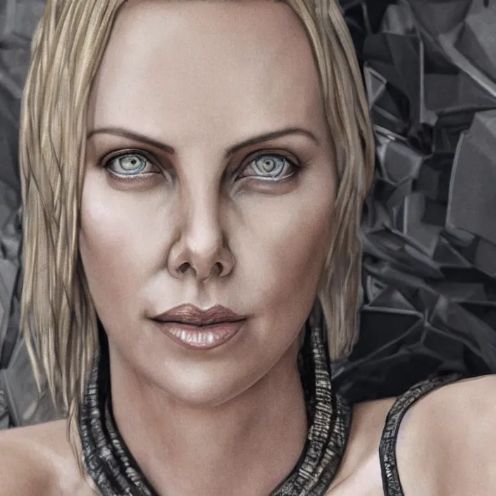 Prompt: Charlize Theron. intricate artwork. in black rock desert, ((at burning man)). octane render, trending on artstation, very coherent symmetrical artwork. cinematic, hyper realism, high detail, octane render, 8k, iridescent accents