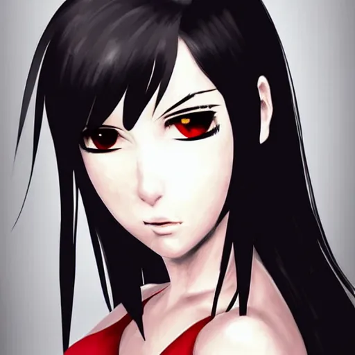 Image similar to high quality art of tifa lockhart with heavy makeup, trending on artstartion