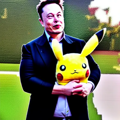 Image similar to elon musk wearing a pikachu costume